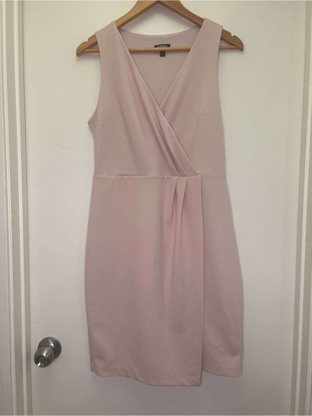 Express Blush Pink Wrap Dress Sleeveless Midi Sheath Spring wedding guest dress
